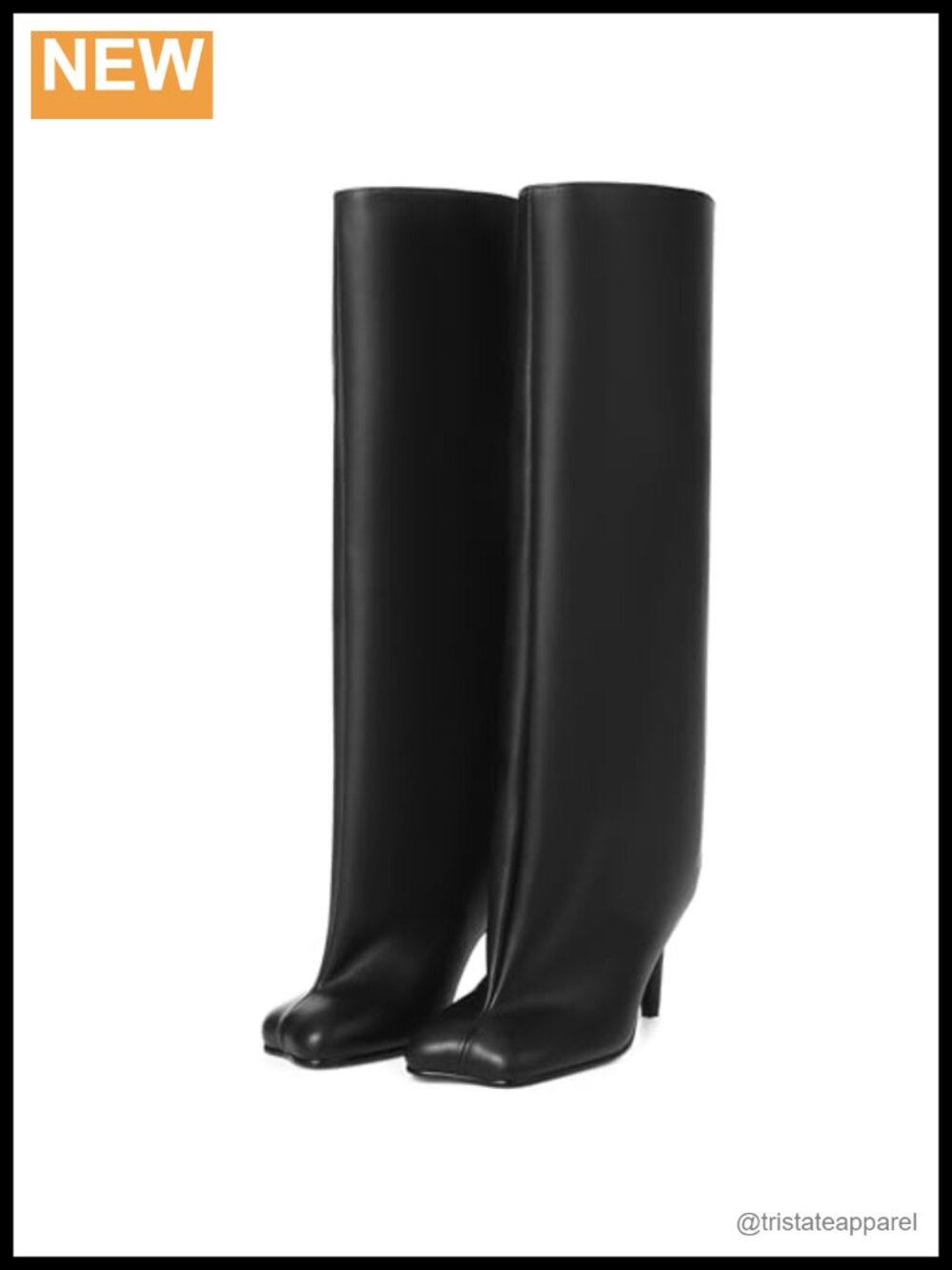 Womens Knee High Suede Wide Calf Square Toe Stiletto Heel Pull On Fashion Boots